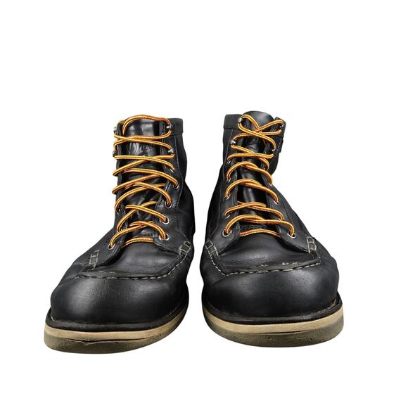 Danner Shoes Mens 10 EE Boots Leather Work Biker Bull Run Moc Toe 6" Black Shine - Picture 2 of 14